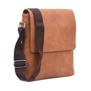 Messenger bags - AQUADOR Messenger Hand Bag with Tan faux vegan leather(AB-S-1485-Tan)
