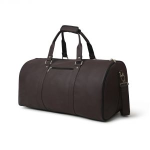 Travel Bags - AQUADOR Duffle Bag with Brown faux vegan leather(AB-S-1527-BROWN)