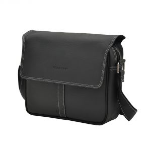 Messenger bags - AQUADOR Messenger bag with black faux vegan leather(AB-S-1515-Black)