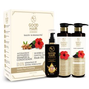 Shampoos - Good Hair Ayurvedic Combo Kit Of Hair Oil with Shampoo and Conditioner - ( Code - GH_Combo3_OILSHCO )