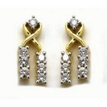 Diamond Earrings - Avsar Real Gold and Diamond Dangle Earring AVE044