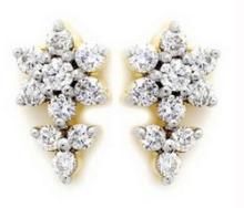 Diamond Earrings - Avsar Real Gold & Diamond Beautiful Flower Earring