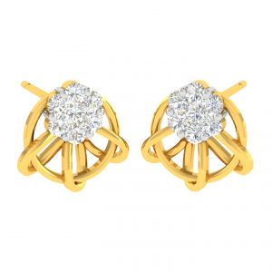 Gold Earrings - Avsar Real Gold and Diamond Diksha Earring (Code - AVE315YB)