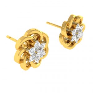 Gold Earrings - Avsar Real Gold and Diamond Bhavika Earring (Code - AVE318YB)
