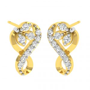 Diamond Earrings - Avsar Real Gold and Diamond Tanavi Earring (Code - AVE365A)