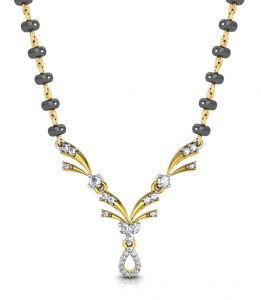 Precious Jewellery - Avsar Real Gold and Cubic Zirconia Stone Mangalsutra( Code - AVM076YBN )