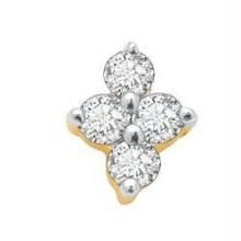 Diamond Nose Rings, Pins - Avsar Real Gold and Diamond 4 Stone Traditinol Nosering AVNO004
