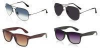 Sunglasses, Spectacles (Mens') - Buy 2 Get 2 Sunglasses Free - Black/blue Aviators, Black/brown Wayfarers