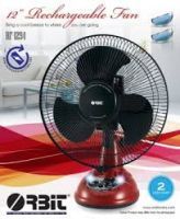Fans - Orbit 12" Rechargeable Fan 2 Speed Oscillation Ac Dc Fan With Lights