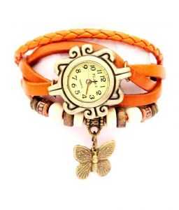 Watches - Mf Crystal Collections Orange Vintage Leather Watch