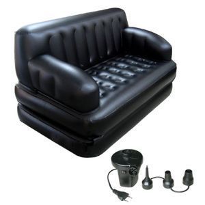 Furniture - Bestway 5 In 1 Inflatable Sofa Cum Bed - Black Free Electric Air Pump