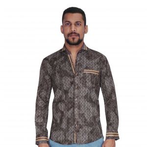 Buy Brown With White Print Shirt By Corporate Club (code - Cc - Pp101 - 01) online