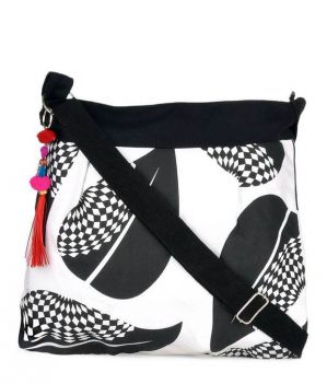 Pick Pocket Canvas Black And White Sling Bag Slblkwts23