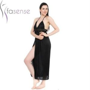 Buy Fasense Satin Black 2pc Set Robe & Nighty Dp043 B online