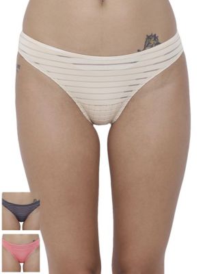 Buy Basiics By La Intimo Women's Travieso Naughty Brief Panty (Combo Pack of 3 ) online