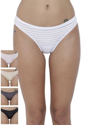 Buy Basiics By La Intimo Women's Travieso Naughty Brief Panty (Combo Pack of 5 ) online