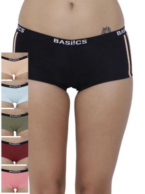 Buy Basiics By La Intimo Women's Alegria Joy Boyshort Panty (combo Pack Of 6 ) - ( Code -bcpbs020f05e ) online
