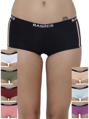 Buy Basiics By La Intimo Women's Alegria Joy Boyshort Panty (Combo Pack of 8 ) online