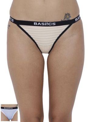 Buy Basiics By La Intimo Women's Caliente Hot Thong Panty (Combo Pack of 2 ) online