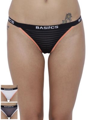 Buy Basiics By La Intimo Women's Caliente Hot Thong Panty (Combo Pack of 3 ) online
