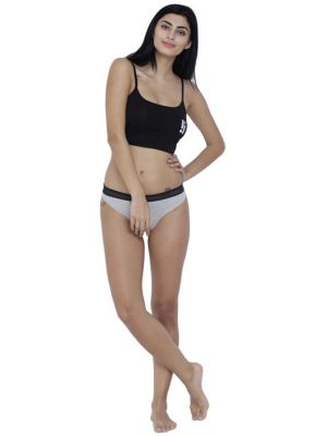 Buy Grey Basiics By La Intimo Women's Bonita Pretty Thong Panty online