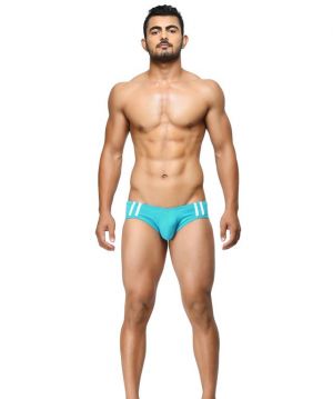Buy Basiics - Striped And Solid Fashion Teal Briefs - (code - Bcsbr06tl0 ) online