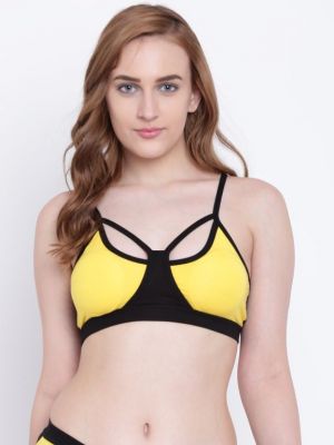 Buy La Intimo Black Mermaid Yellow bra online