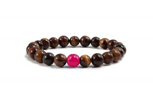 Buy Tiger Eye Crystal & Pink Onyx 8 MM Stretch Bracelet - Code ( Tigerpinkbr8 ) online