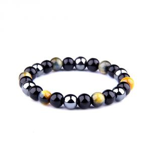 Buy Cat's Eye Black Obsidian Hematite Crystals Triple Protection Crystal Bracelet For Men And Women ( Code Cathemablkbr ) online