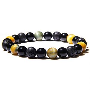 Buy Cats Eye Black Onyx Lava Volcanic Beads 8 MM Crystal Bracelet For Women And Men ( Code Catseyeonyxlavabr ) online