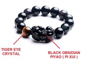 Buy Feng Shui Pi Xui Pi Yao Obsidian And Tiger Eye Crystal Bracelet Protection Prosperity online