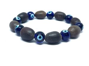 Buy Natural Kamal Gatta Lotus Seeds And Evil Eye Beads Stretch Bracelet - Code ( Kamalevlbr ) online
