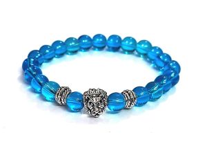 Buy Lion Head Protection Charm Blue Crystal Bracelet For Men And Women online
