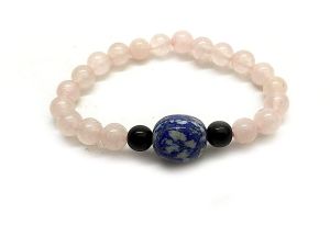 Buy Natural Lapis Lazuli Tumbled Bead And Rose Quartz Bracelet - Code ( Laptblrosebr ) online