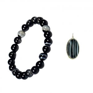 Buy Set Of 2 Sulemani Hakik Akik Pendant And Bracelet - ( Code - Sulemanipdbr ) online