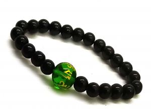Buy Tibetan Black Onyx Om Mani Padme Hum Engraved Bracelet For Reiki Healing - ( Code - Blackgrnmanibr ) online