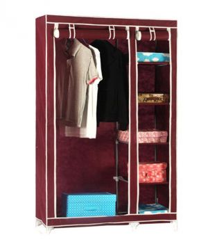 Buy Dark Brown Double Door Foldable Cupboard Almirah online