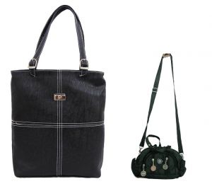 Buy Estoss Buy 1 Get 1 - Black Handbag And Black Multi-pocket Sling Bag Combo Of 3 online