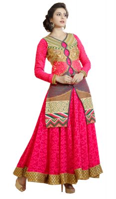Buy Stylish Fashion Designer Embroidered Pink Floor Length Anarkali Suit Sfp-2060 online