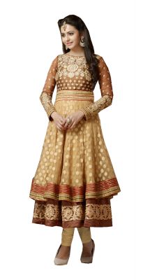 Buy Stylish Fashion Amazing Embroidered Neck Beige Anarkali Suit With Embroidery Sleevessfp-2064 online