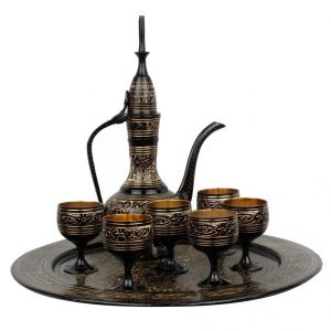 Antique Royal Wine Set Black Metal Handicraft