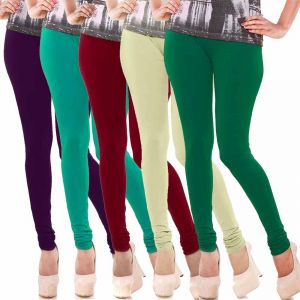 Buy Vivan Creation Women Stylish Colorful Comfortable 5 Pc Cotton Churidaar Leggings Set online