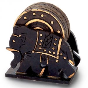 Buy Vivan Creation Elephant Design Wooden Tea Coaster Handicraft -110 online