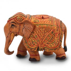 Buy Vivan Creation Wooden Hand Carved Painted Elephant Handicraft 153 online