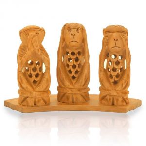 Buy Vivan Creation Gandhi Monkey Set Fine Carved Wood Handicraft -158 online
