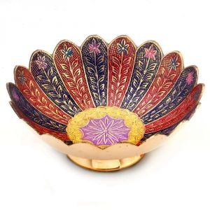 Buy Vivan Creation Pure Brass Minakari Work Fruit Bowl Handicraft online