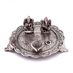Buy Vivan Creation White Metal Lord Laxmi Ganesh With Dia Thali 320 online