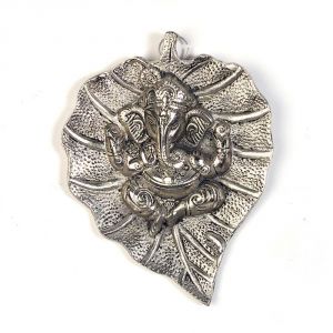 Buy Vivan Creation Oxidized White Metal Leaf Ganesha Idol Hanging 322 online