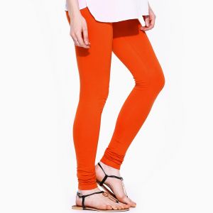 Buy Vivan Creation Ladies Stylish Orange Color Comfortable Cotton Churidaar Leggings online
