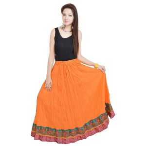 Buy Vivan Creation A Beautiful Rajasthani Orange Skirt With Designer Border Free Size (product Code - Smskt521) online